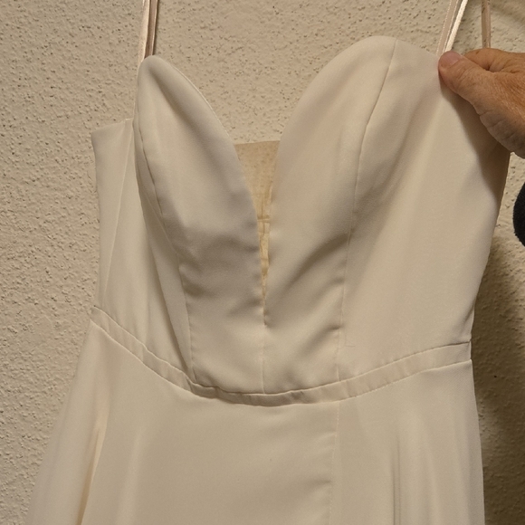 Faviana Strapless White Gown Sz 0 - Picture 1 of 8